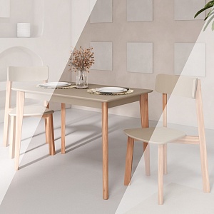 Комплект прямых стульев SKYLAND LYKKE CE-2, тауп/бук, 48х57х90 см